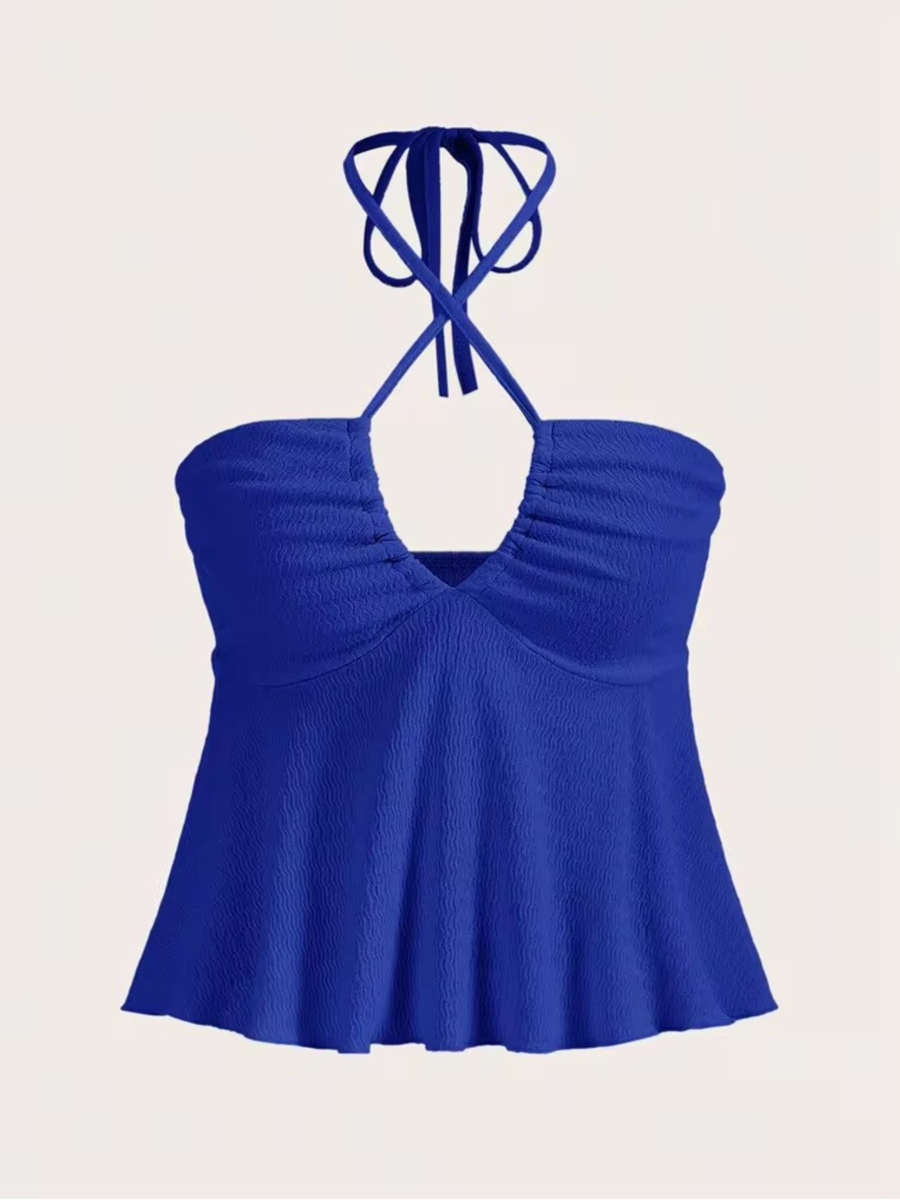 SHEIN Cobalt Blue Halter Tie Flared Camisole